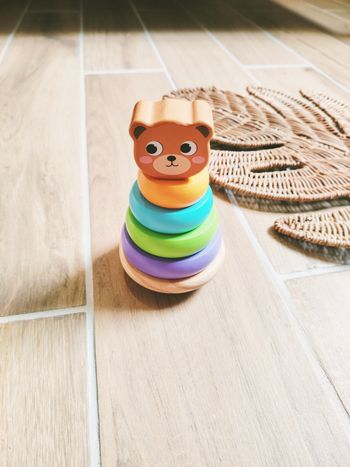 🐻Pyramide/tour anneaux Ourson à empiler en bois