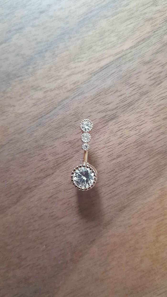 💎 Piercing nombril neuf doré rose & zircon 💎