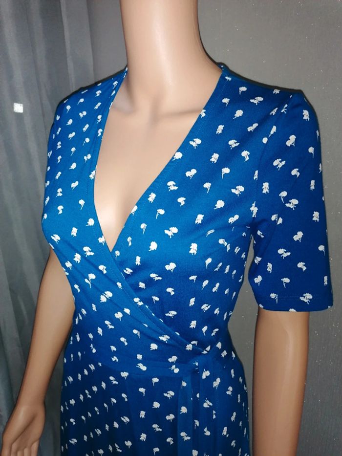 Robe S imprimé fleur fond bleu - photo numéro 2