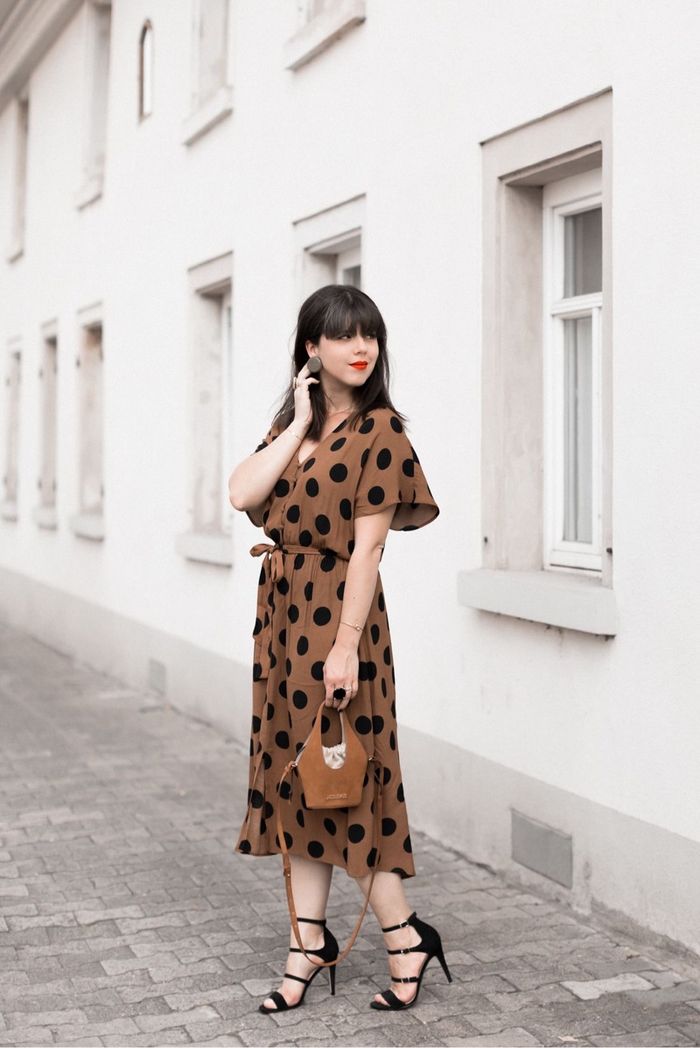 Robe mi longue mango à pois