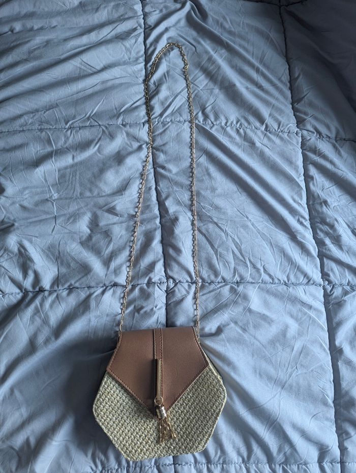 Sac bandoulière hexagone femme rotin chic bohème décontracté - photo numéro 5