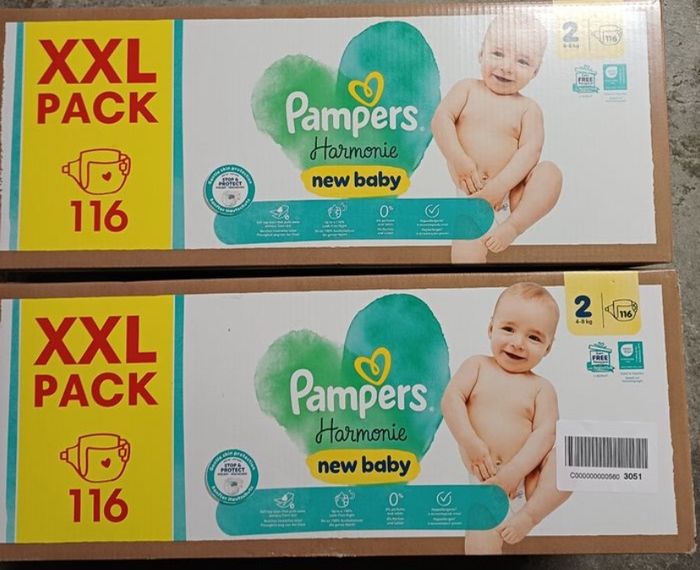 2 cartons de couches Pampers harmonie taille 2