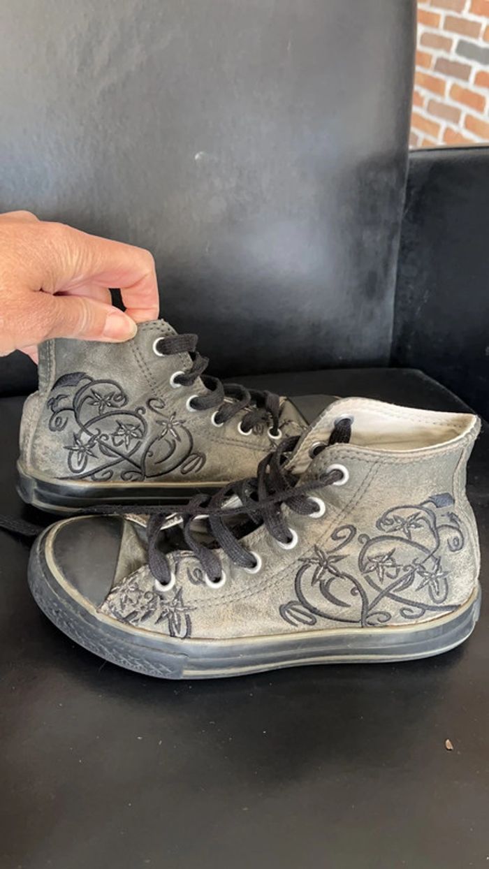 Converses hautes cuir « vieillies »