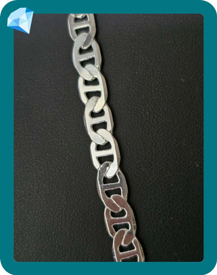 Collier maille Marine 5mm 60cm plaquage argent - photo numéro 3