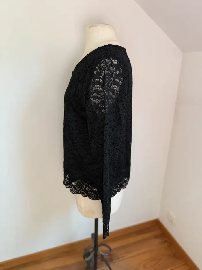 superbe blouse en dentelle noire Camaïeu 42 XL - photo numéro 5