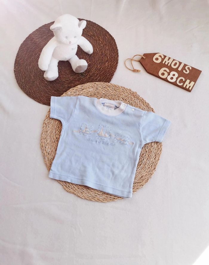 Tee-shirt 👣 manches courtes, garçon, tartine et chocolat, 6 mois