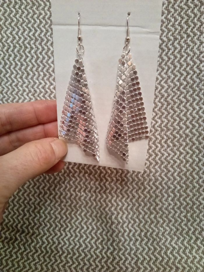 Boucles d'oreilles résilles argentées - photo numéro 6