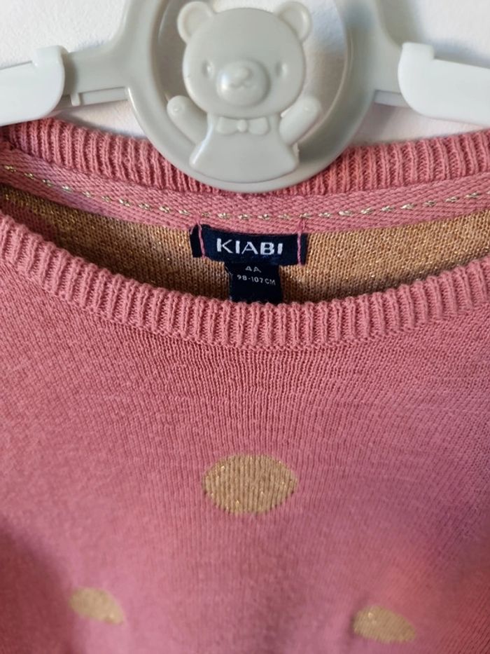 Pull vieux rose à pois doré kiabi taille 4ans - photo numéro 3