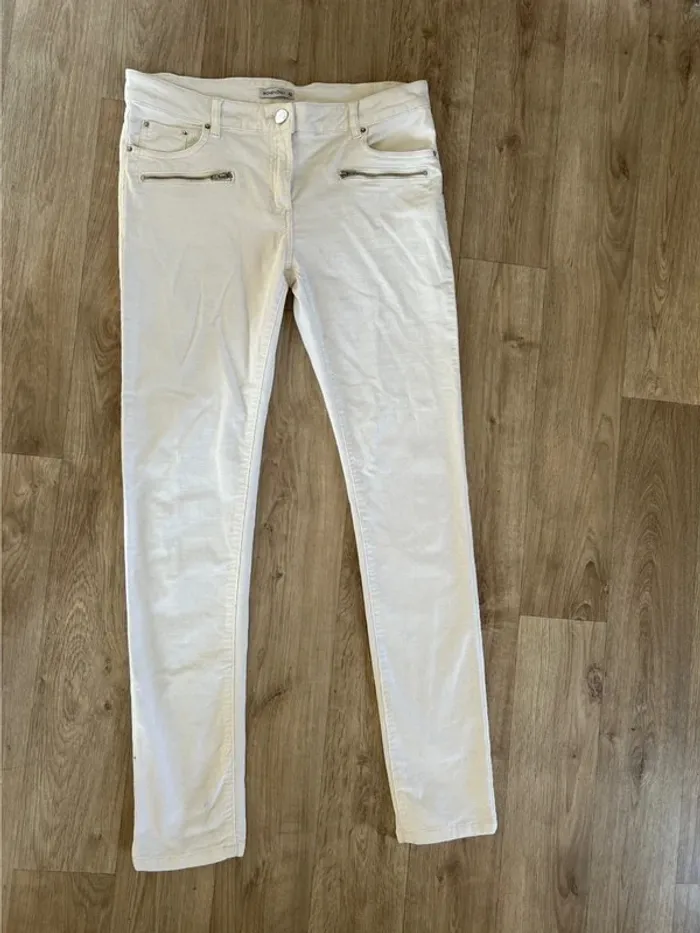 Women only pantalon jeans en velours, blanc, taille 40