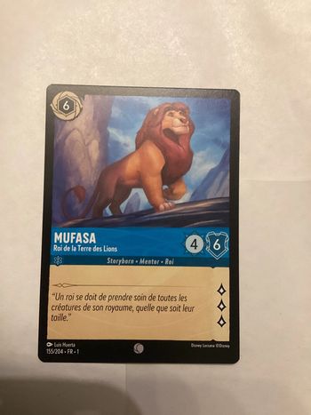 carte disney ravensburger lorcana FR mufasa mentor 155/204.FR.1  Non foil première édition
