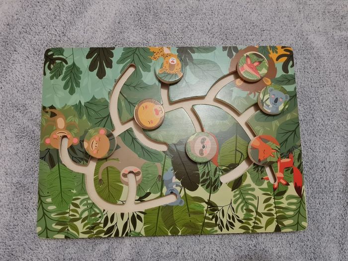 Lot de 3 jeux en bois (puzzle, labyrinthe et formes magnétiques) - photo numéro 2