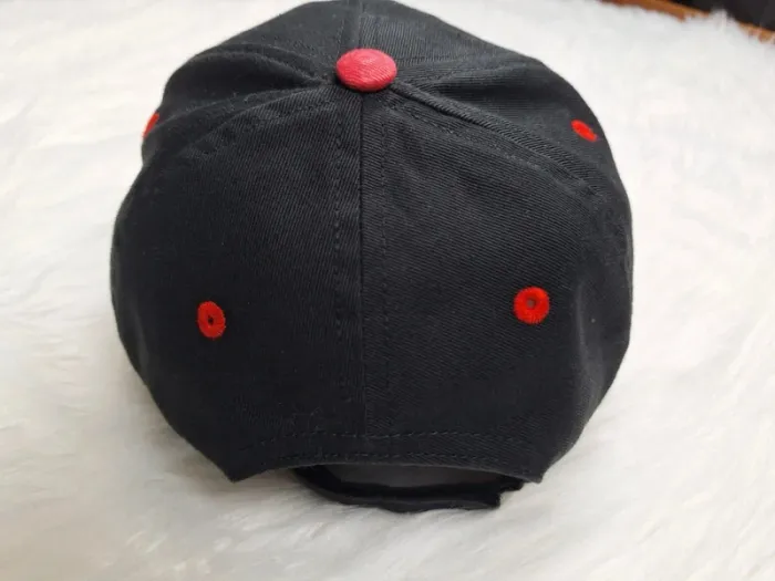 Casquette Harvard Square noire & rouge – Motif flammes – Vintage brodé (565) - photo numéro 4