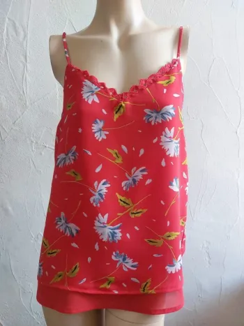 Top à Fleurs Rouge Taille S