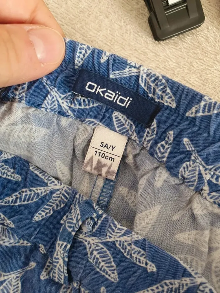 Pantacourt bleu blanc okaidi enfant fille taille 5 ans - photo numéro 4