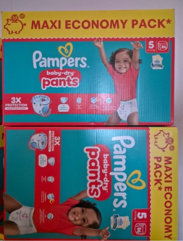 2 cartons de couches Pampers pants