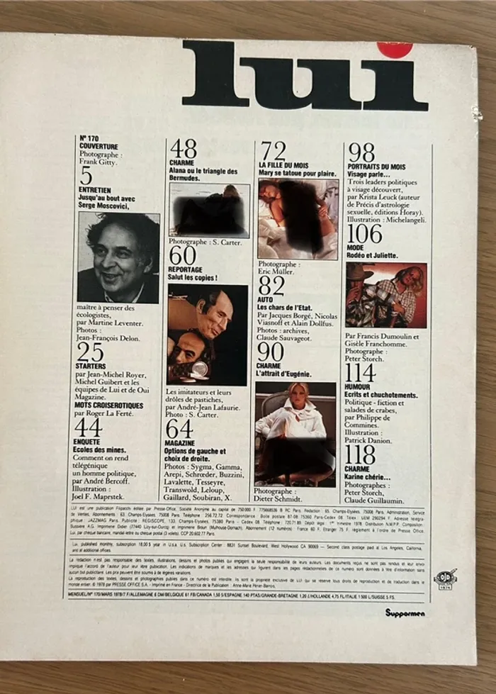 Magazine vintage LUI n°170 - Mars 1978 - photo numéro 2