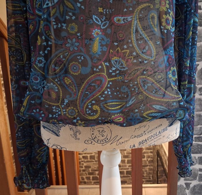 Blouse fluide transparente imprimé cachemire - photo numéro 3