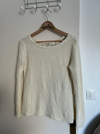 Pull beige/blanc avec nœud dans le dos Mango Taille M