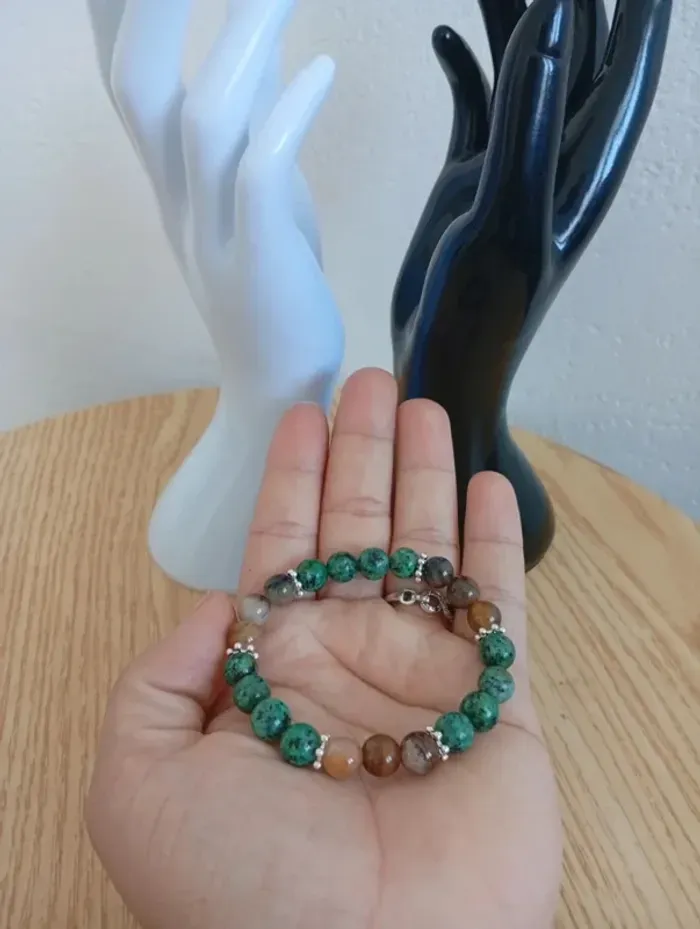 Solde 💝 Idée cadeau femme Oeil du tigre chrysocolle Bracelet en pierres naturelles Lithothérapie