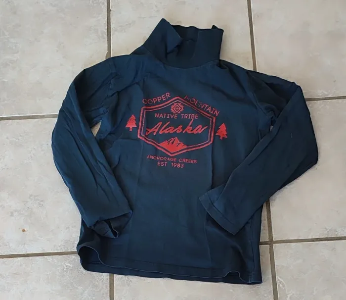 t shirt col roulé manches longues alaska garçon 12 ans