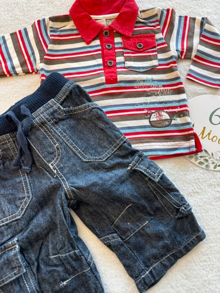 Ensemble jean polo rayé rouge - photo numéro 4