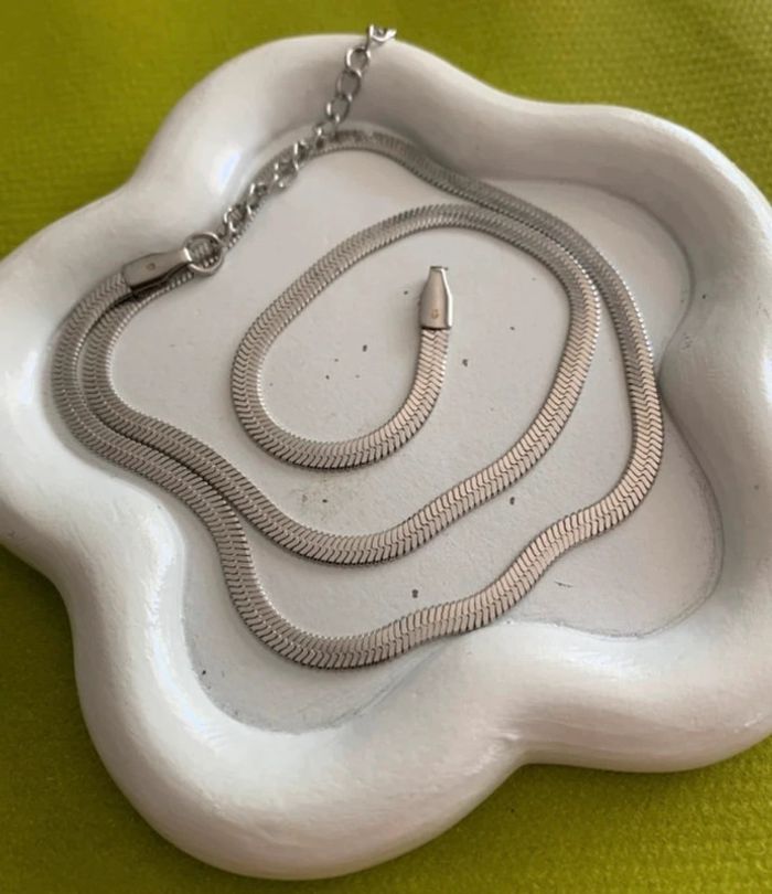 Collier serpent mixte en acier inoxydable argenté - photo numéro 4