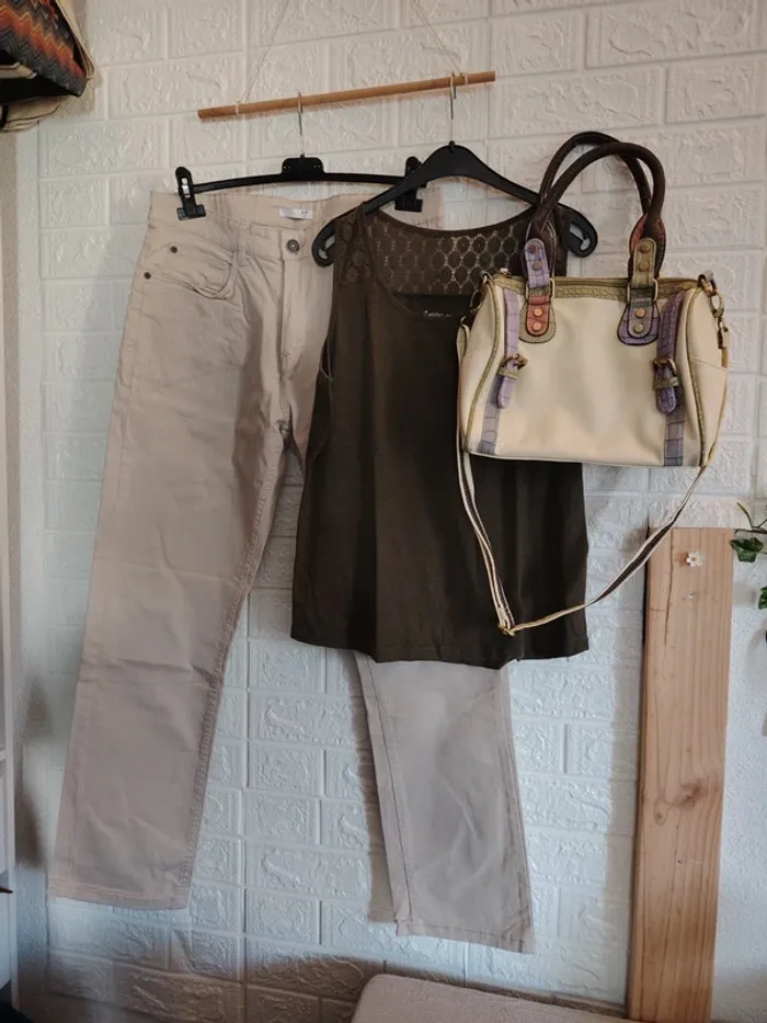 Ensemble 3 pièces crème/kaki