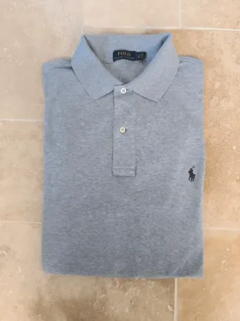 Polo Ralph Lauren homme LT gris chiné logo gris foncé comme neuf