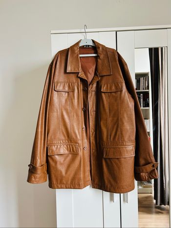 Veste en similicuir marron unie Homme C&A Tailles XL-XXL