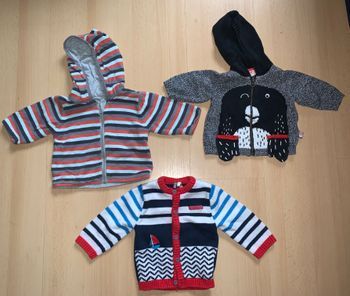 Lot de 3 gilets garçon taille 3 mois hiver