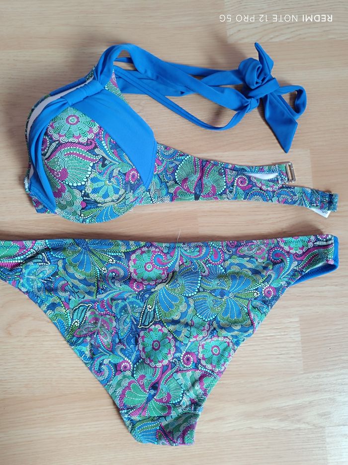 Maillot de bain bleu imprimé Rouge gorge T.40 - photo numéro 9