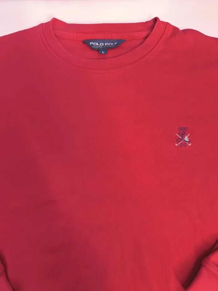 Magnifique Sweat homme polo golf taille L rouge logo bleu marine excellent état - photo numéro 5