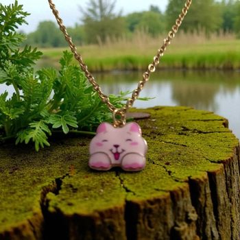Collier Chat Rose Kawaii – Chaîne Dorée