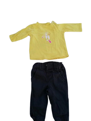 Ensemble pantalon t-shirt garçon 6 mois Boîte à Malice jaune marron