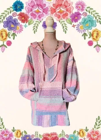 🌸💜Baja Hoodie artisanal boho ethnique Made in Mexico ethnic festival vibes sweat🌸💜