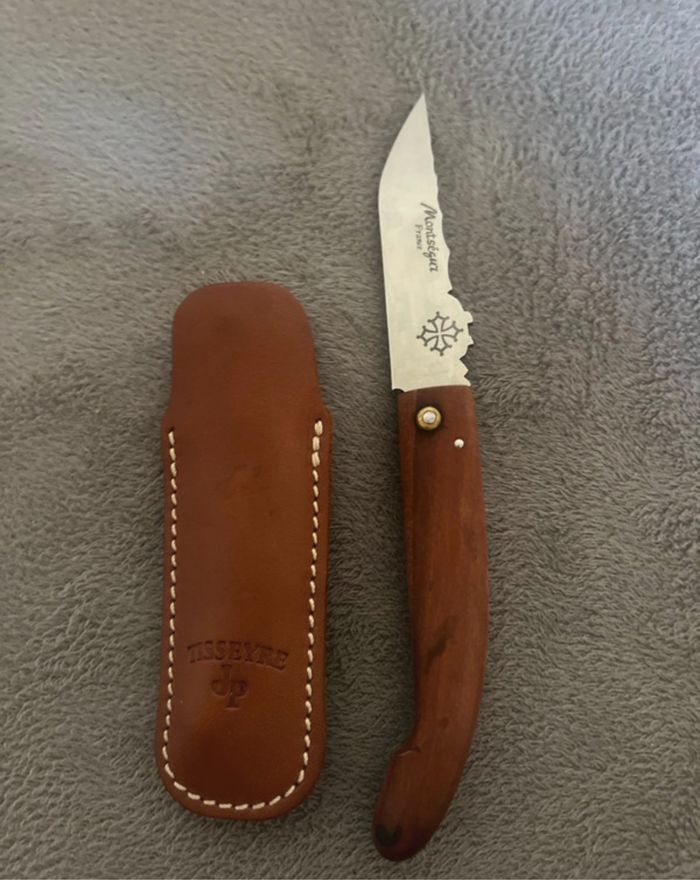 Couteau de poche Montsègur + housse en cuir