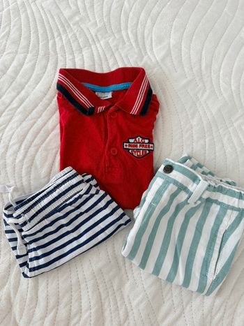 👕lot été - bébé garçon 36 mois - polo + bermuda + shorts - très bon état