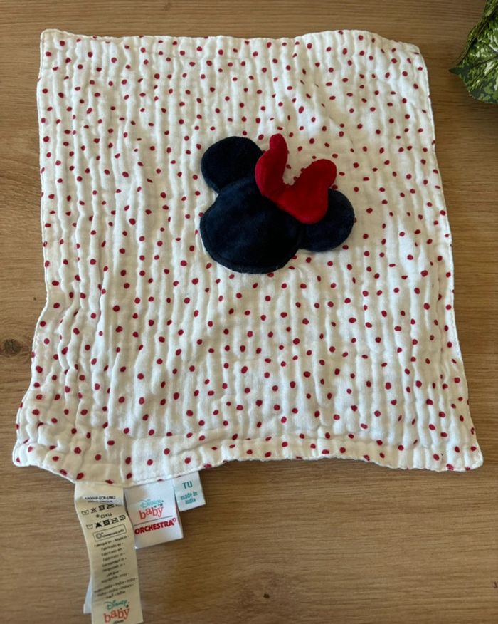 Doudou plat mouchoir blanc pois rouge Minnie orchestra Disney baby - photo numéro 2