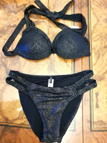 Ensemble Neuf Aubade Push up maillot de bain noir et doré taille XS