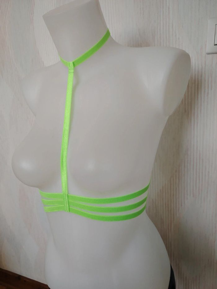 Harnais poitrine élastique vert fluo - photo numéro 3