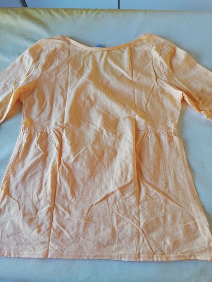 Tee-shirt manches 3/4 forme blouse Somewhere t. 38/40 jaune melon. - photo numéro 12