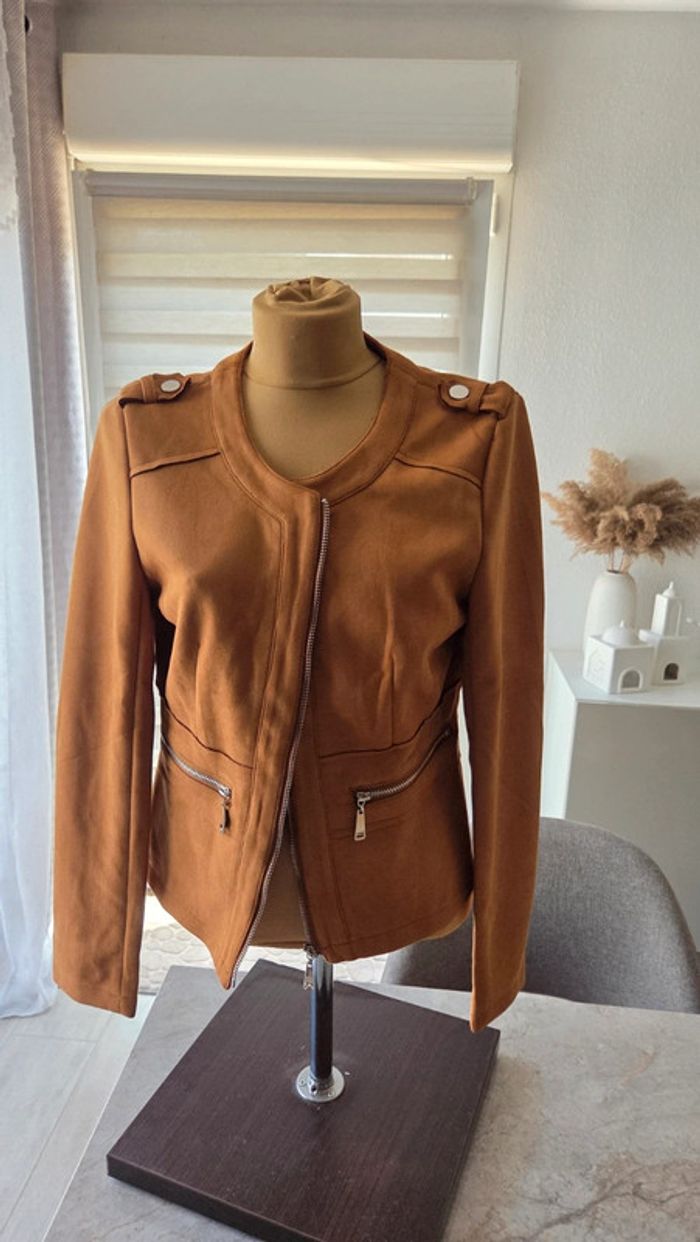 Veste suédine HF Paris - Camel - photo numéro 2