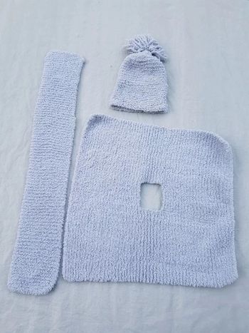 Ensemble hiver bonnet écharpe couverture fait main