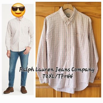 Ralph Lauren Jeans Company Chemise ML T2XL/TFr44 - Carreaux-Coupe Large&Droite-Vintage 100%Coton