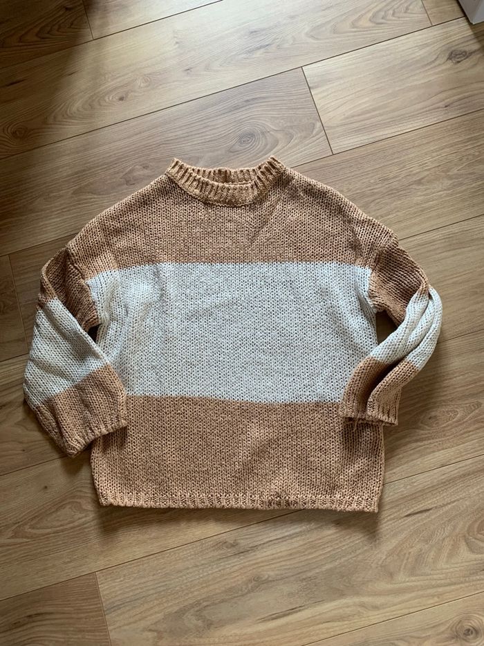 Pull bicolore beige blanc - photo numéro 2