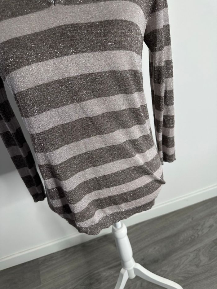 Pull fin pailleté marinière Gérard Darel T1 36 S - photo numéro 3