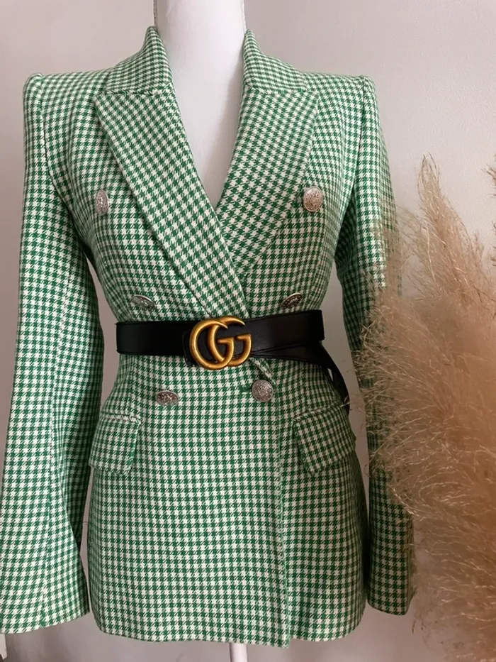 Zara veste blazer tailleur vichy à boutonnage croisé taille XS - photo numéro 7