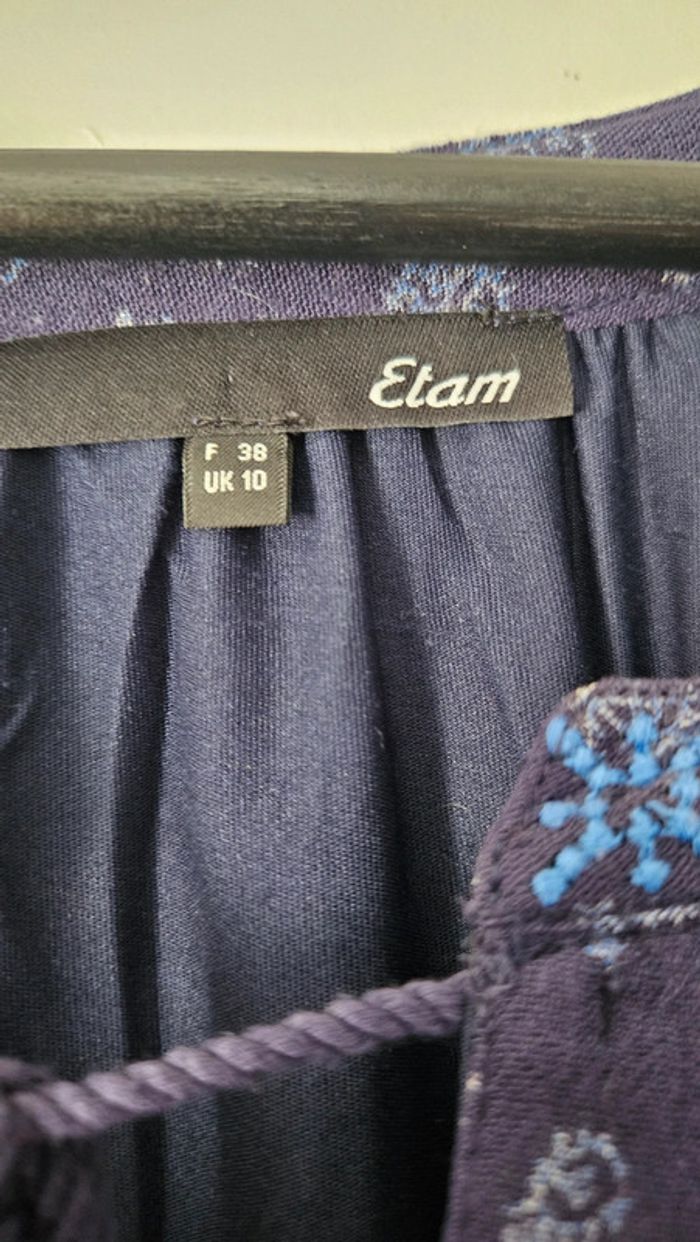 Robe tunique bohème Etam- Taillf 38, bleu marine imprimé - photo numéro 3