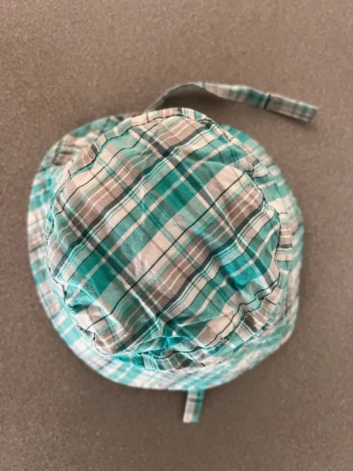 Bob chapeau à carreaux bleu avec attache taille 41cm Obaïbi - photo numéro 3