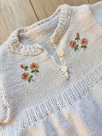 Pull coton tricoté et brodé main 12 mois